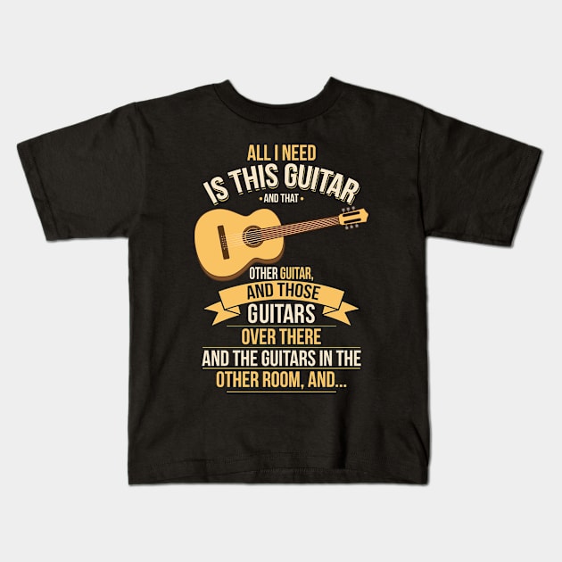 Funny Guitar Collector Guitarist Kids T-Shirt by dilger